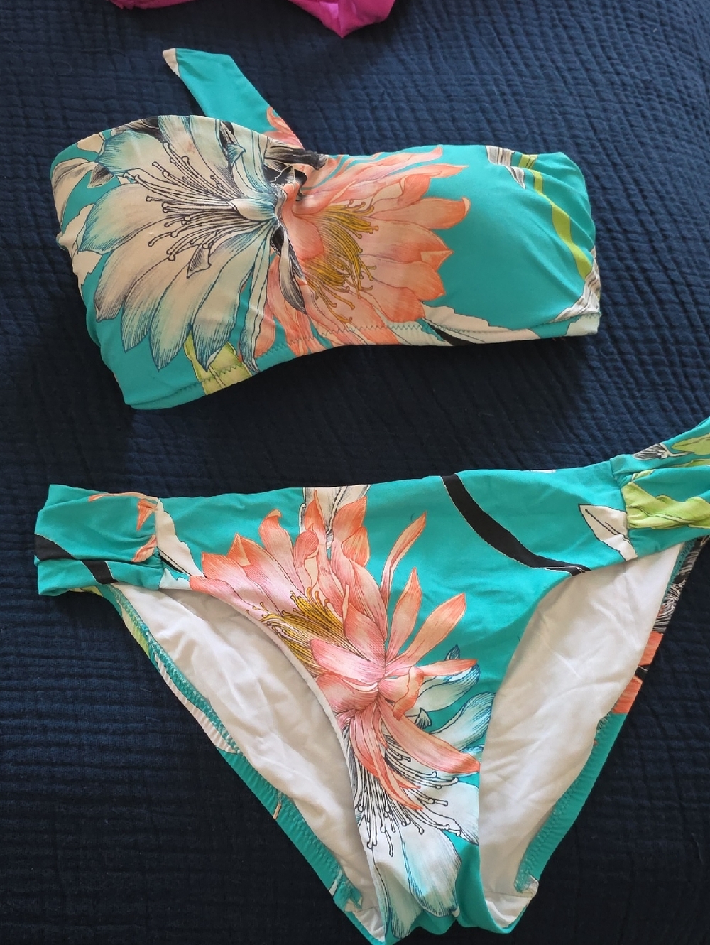 Trina Turk Turquoise Floral Bandeau Bikini